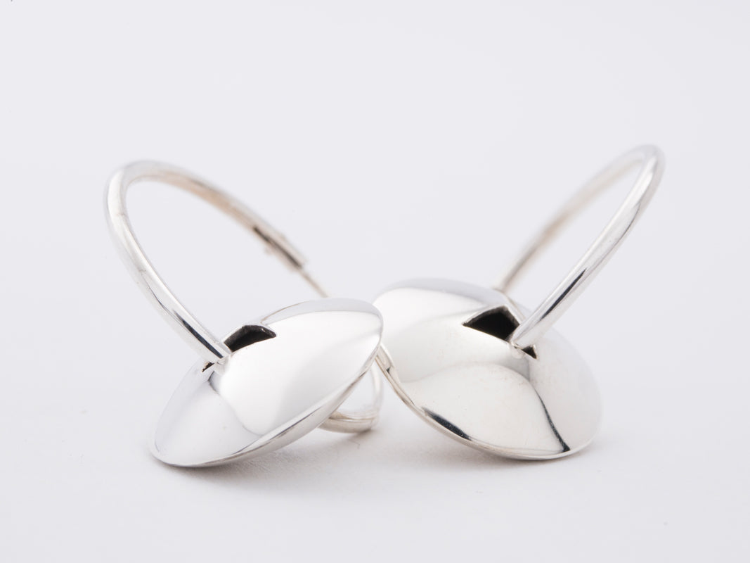 Silver Dome Tri Earrings With Matt Finish