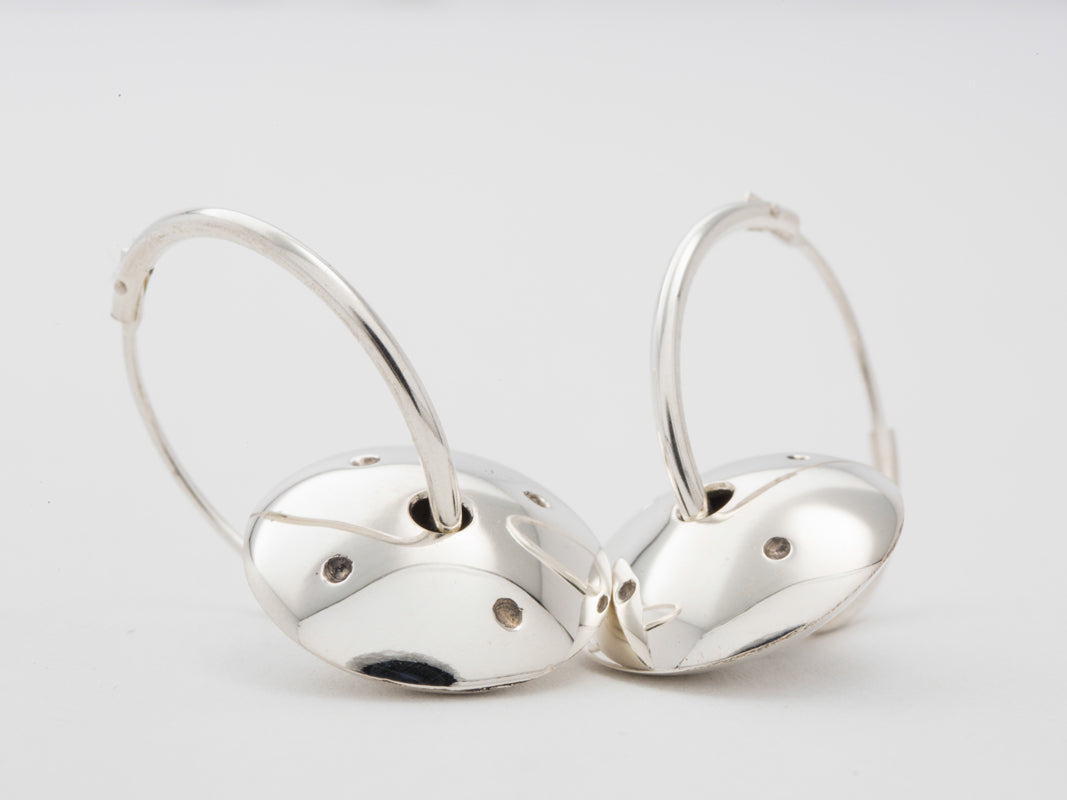 Silver Dome Tri Earrings With Matt Finish
