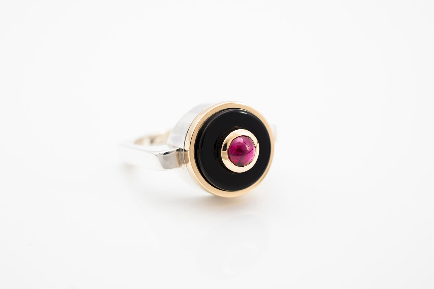 Black Onyx Garnet Ring