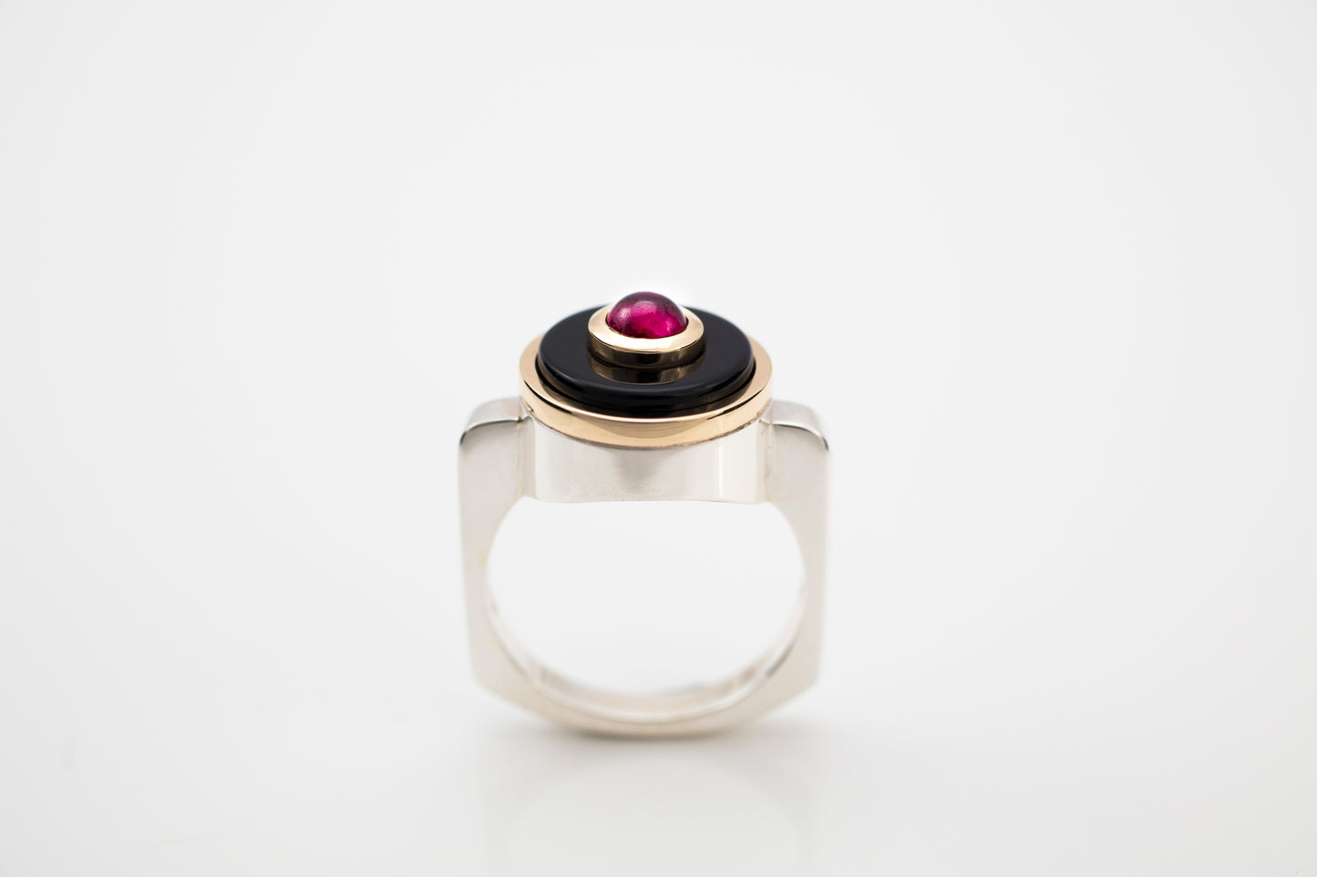 Black Onyx Garnet Ring