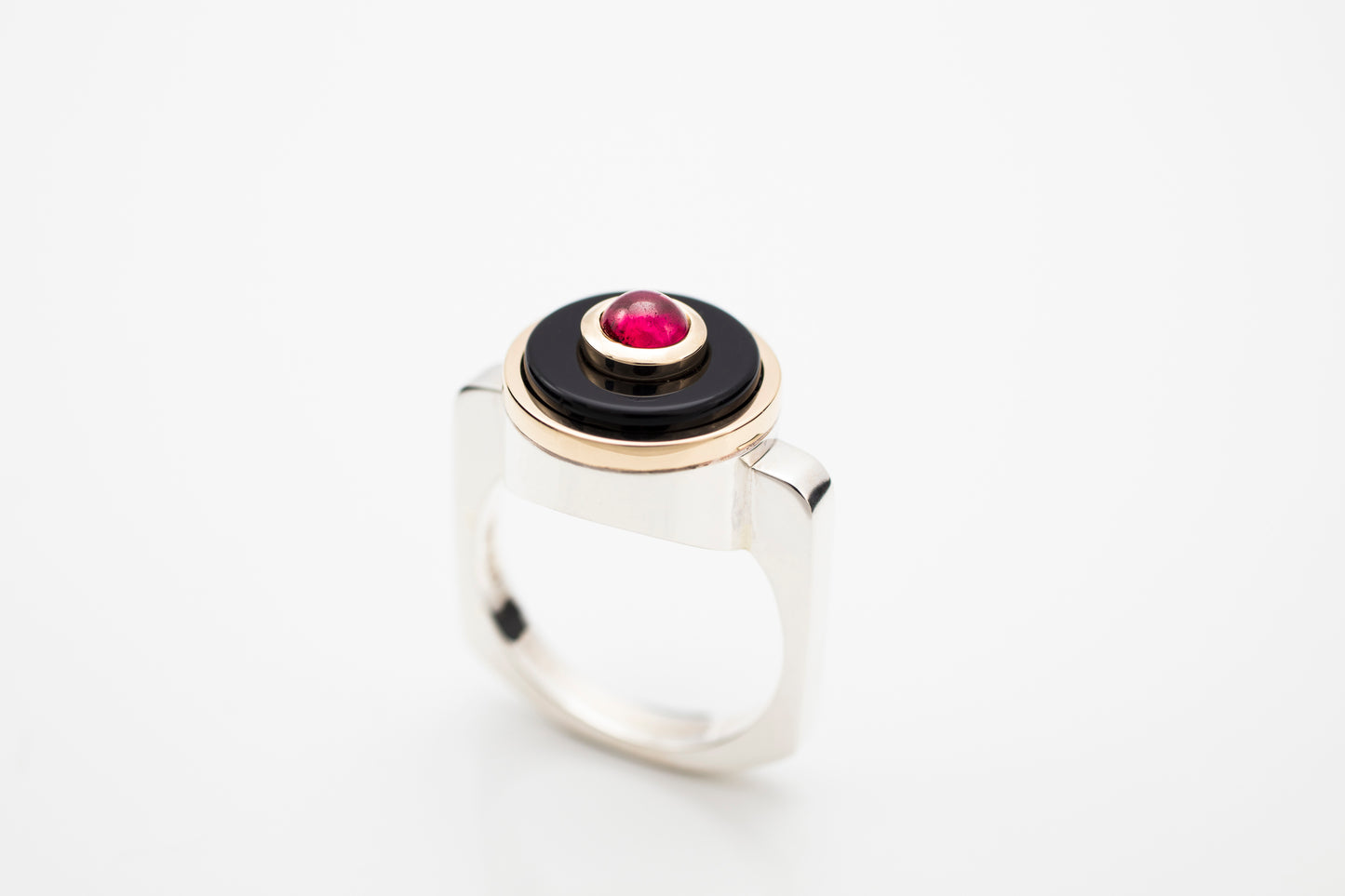 Black Onyx Garnet Ring