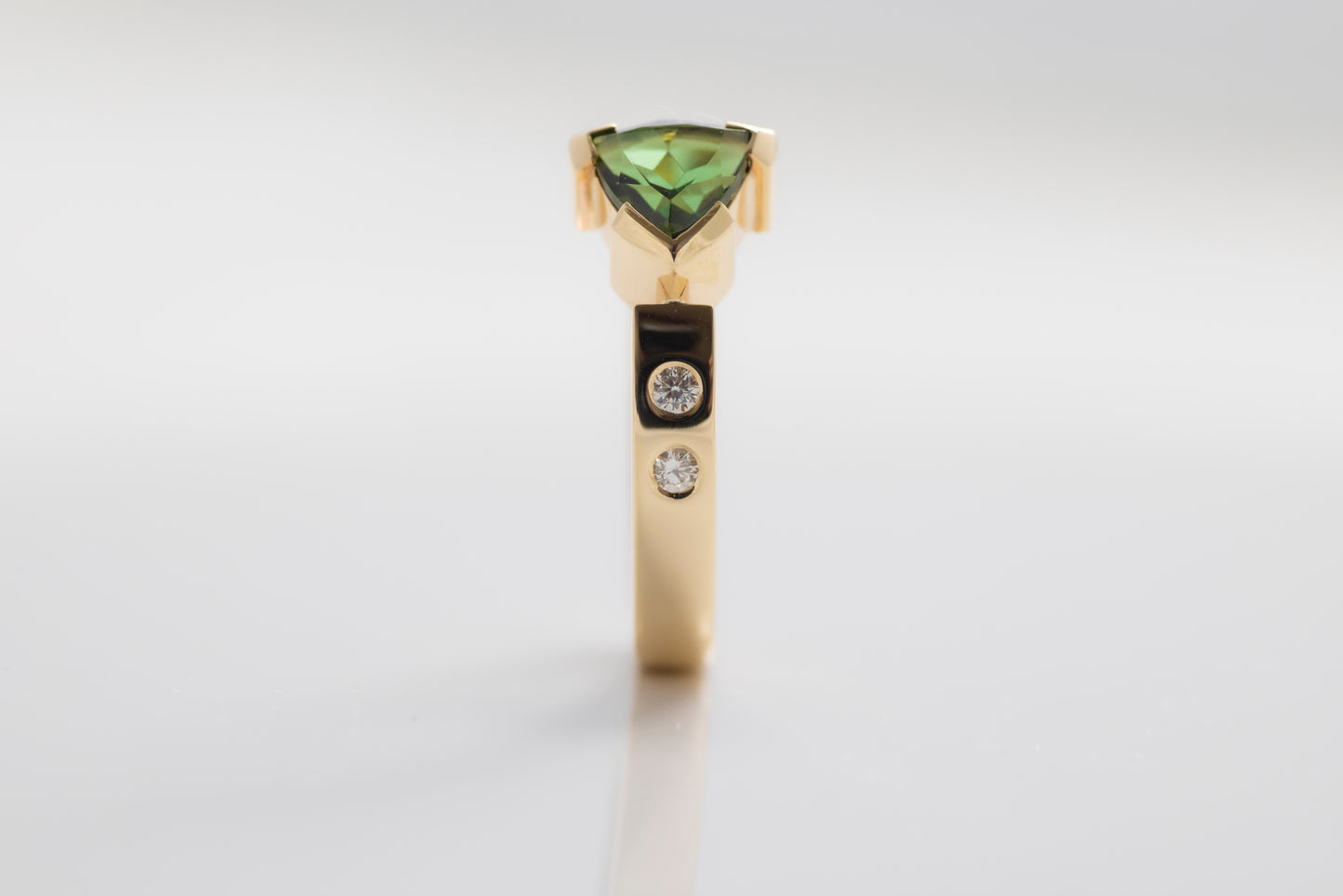 Green Trillion Tourmaline Ring