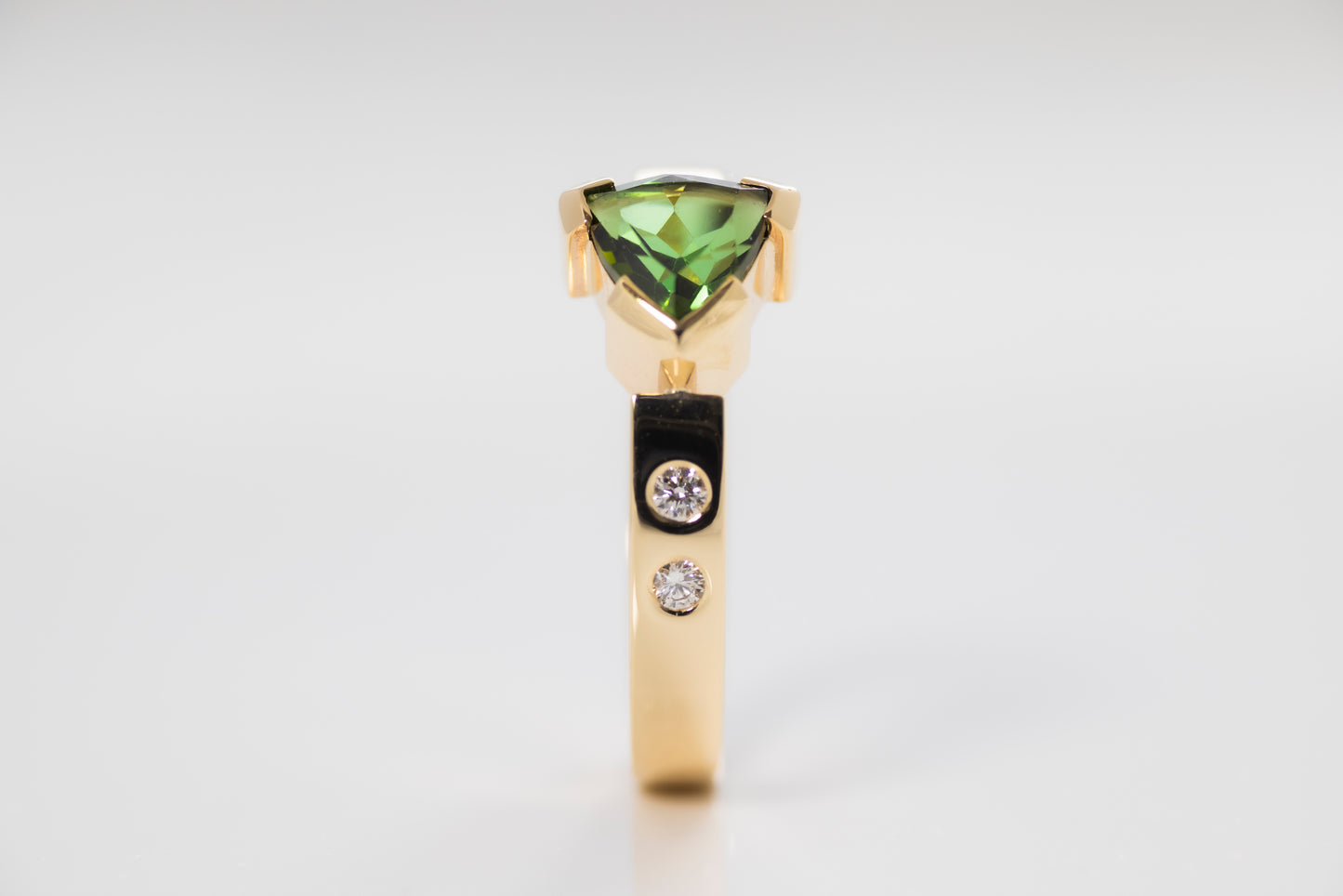 Green Trillion Tourmaline Ring