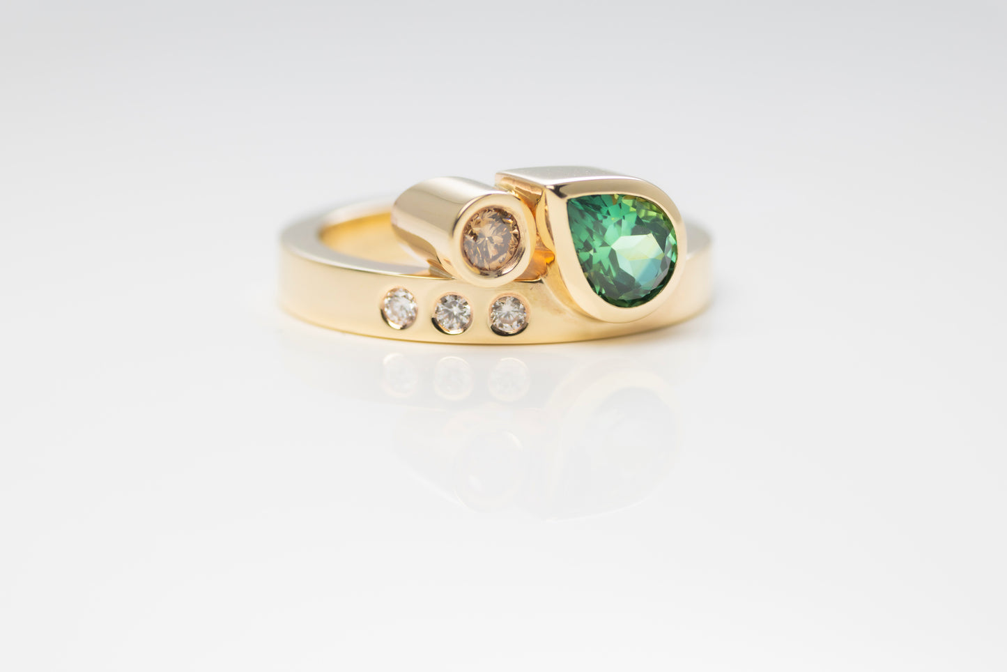 Pear Shaped Green Tourmaline Ring