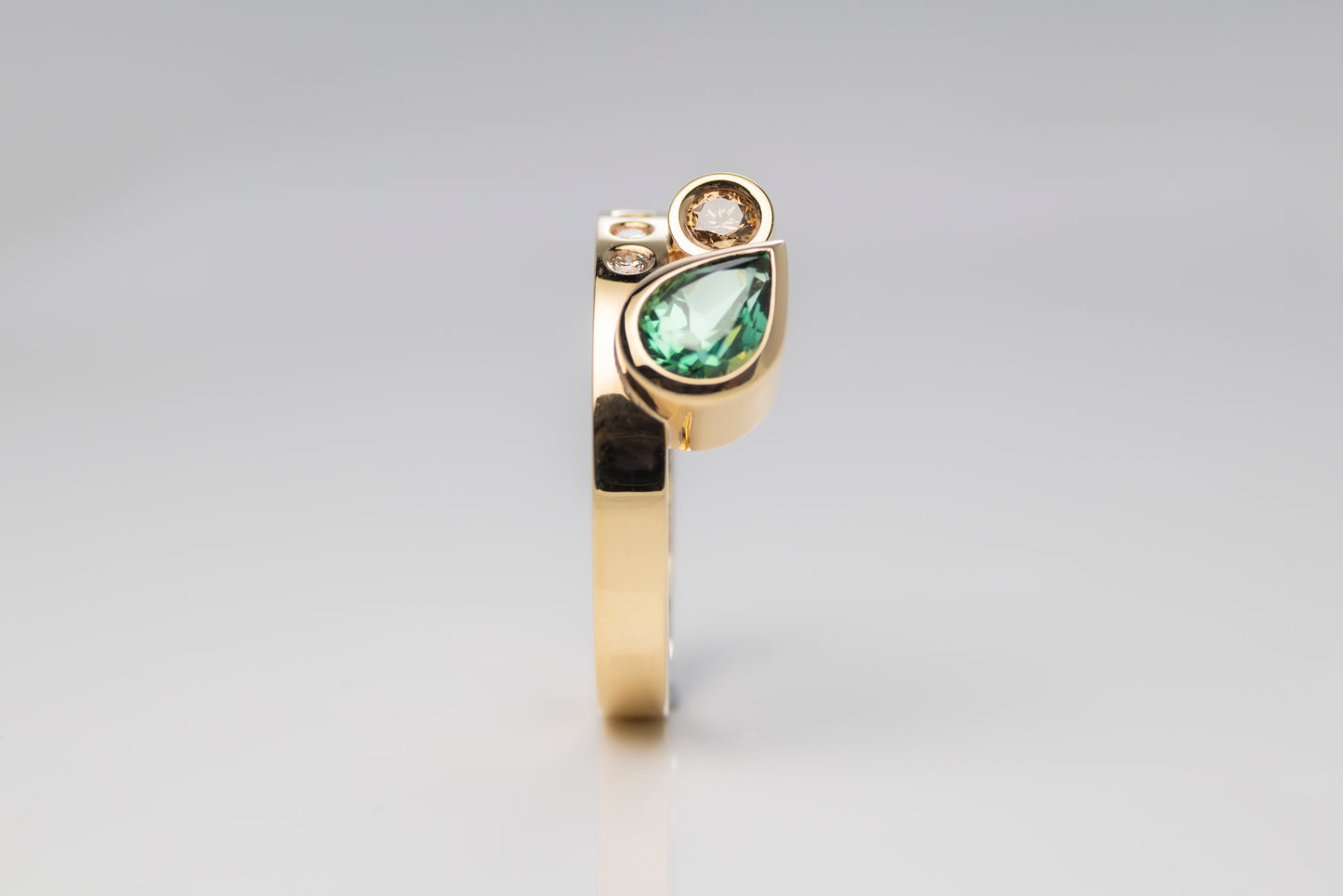 Pear Shaped Green Tourmaline Ring