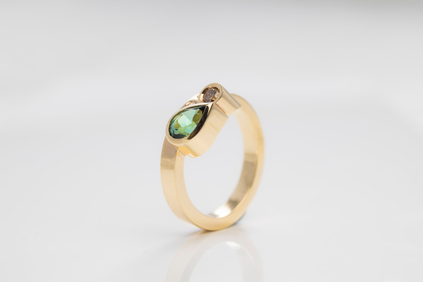 Pear Shaped Green Tourmaline Ring