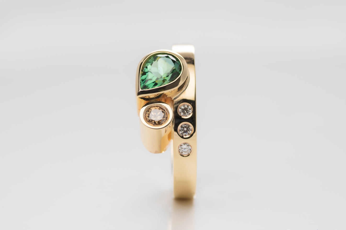 Pear Shaped Green Tourmaline Ring