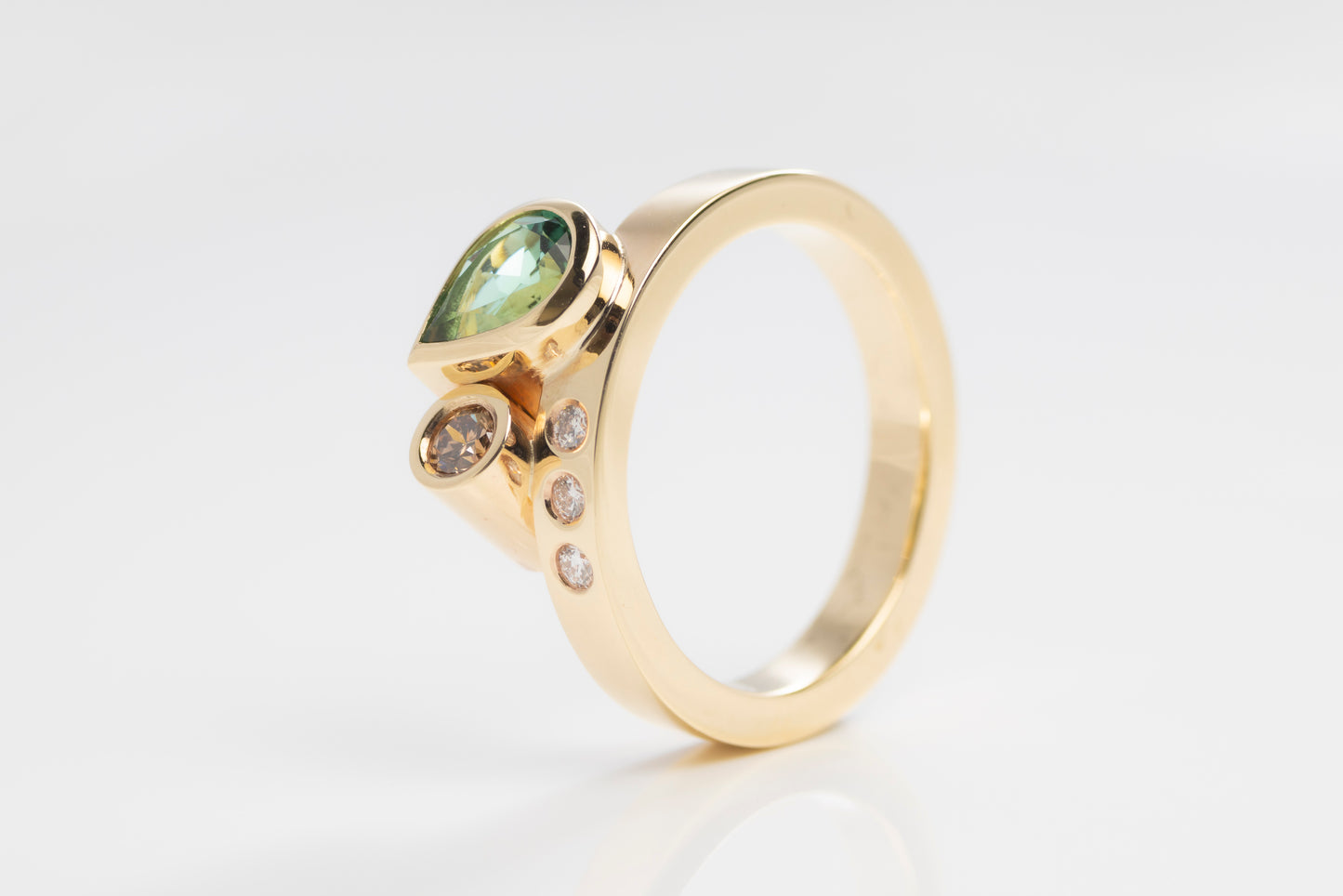 Pear Shaped Green Tourmaline Ring