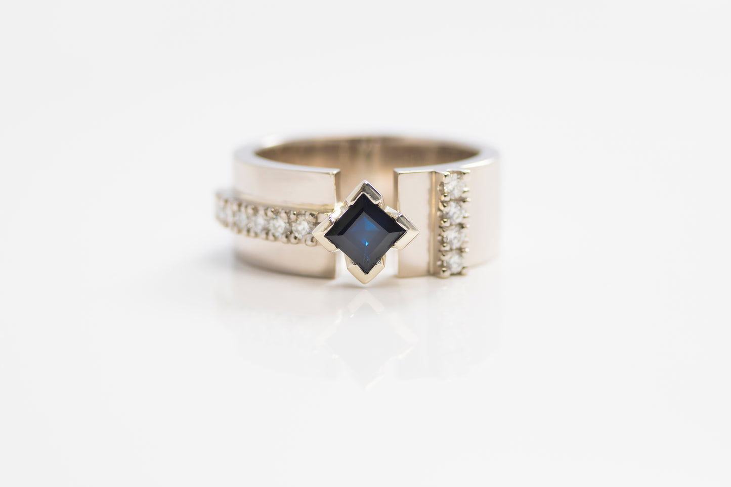White Gold Sapphire And Diamond Ring