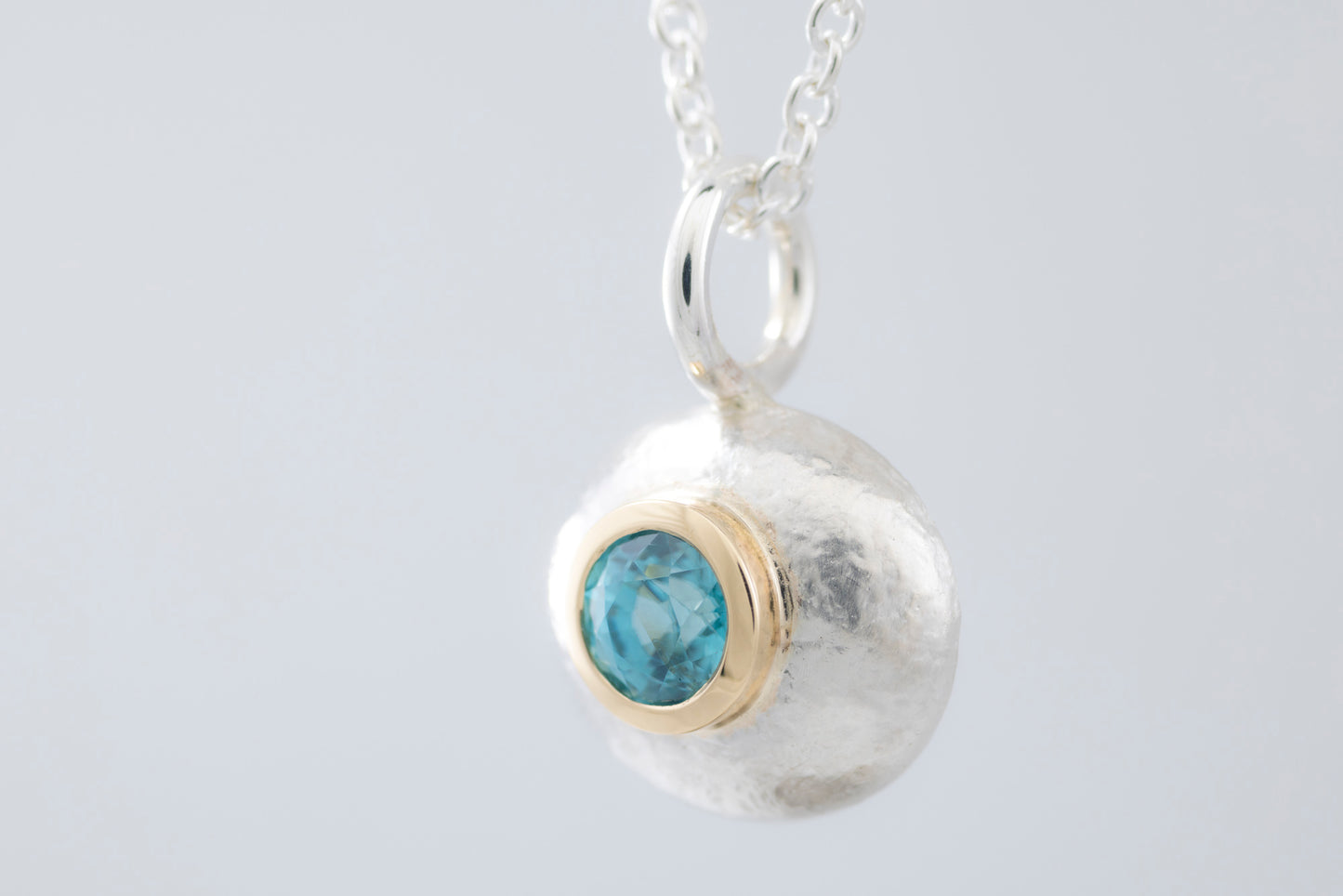 Blue Zircon Pebble Pendant