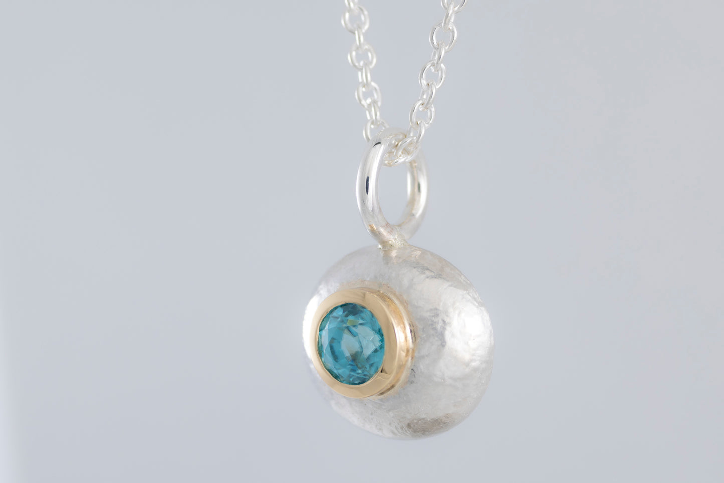 Blue Zircon Pebble Pendant