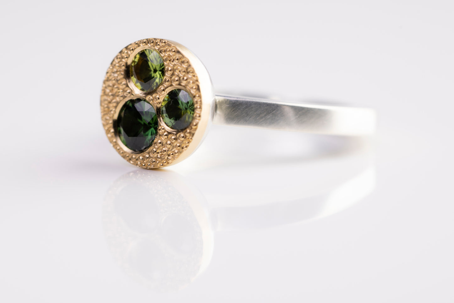 Tri Green Sapphire Ring