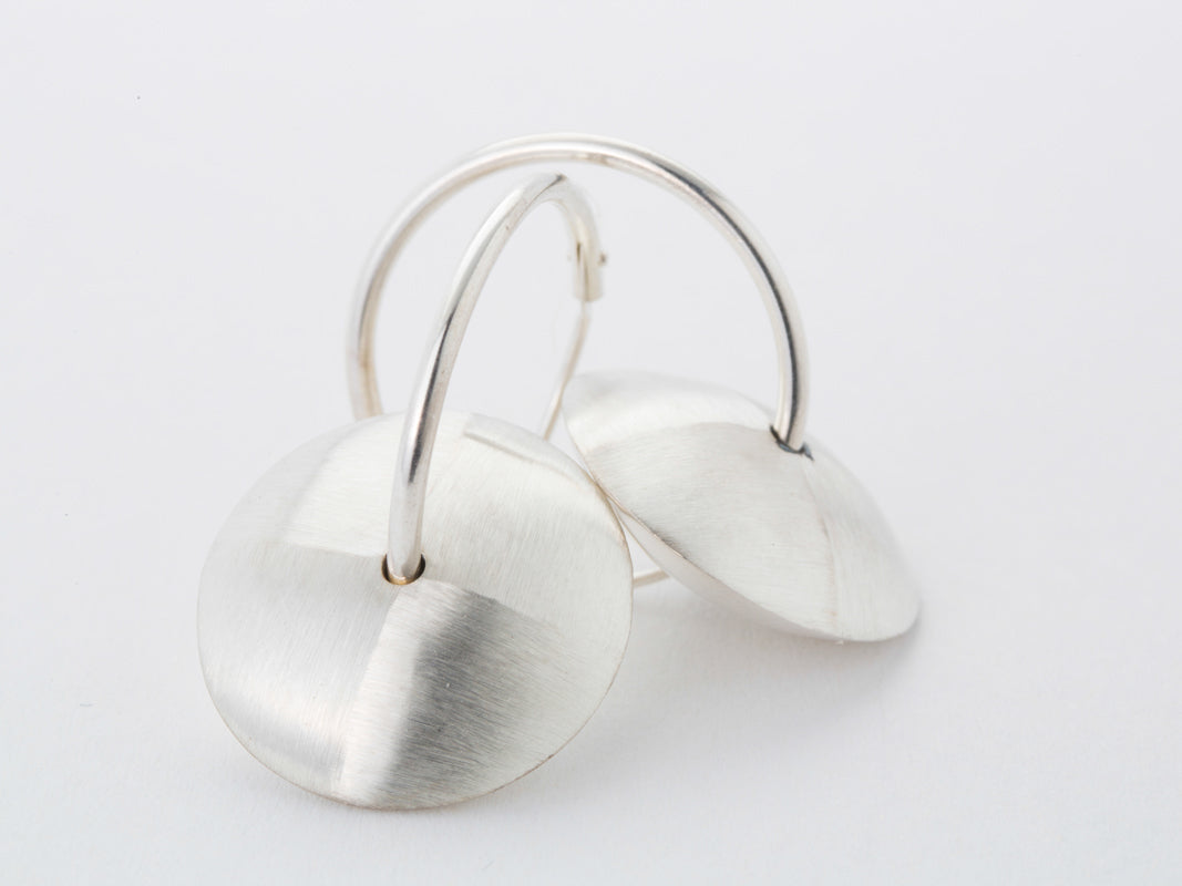 Silver Dome Tri Earrings With Matt Finish