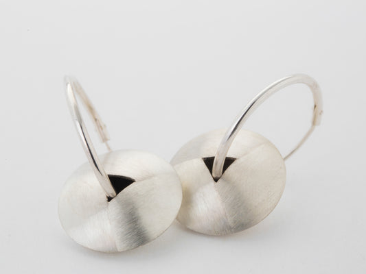 Silver Dome Tri Earrings With Matt Finish