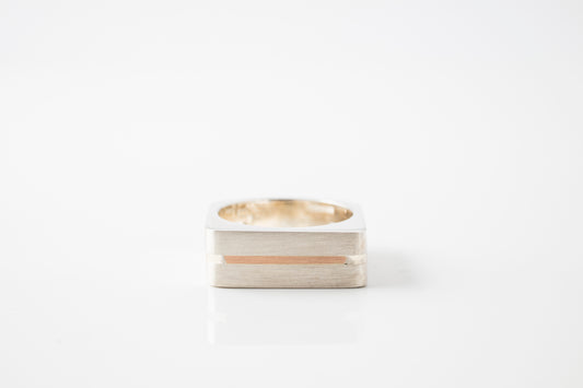 Sterling Silver Ring With 9ct Rose Gold Inlay