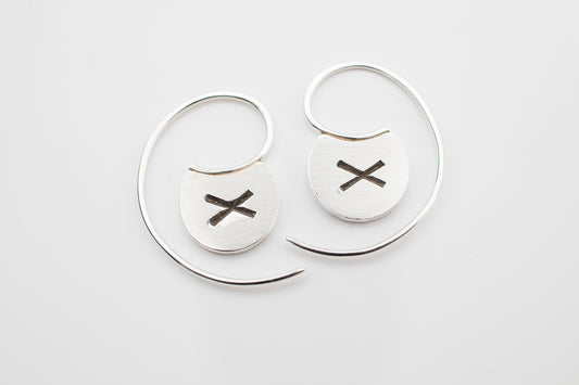 Silver Cross Hook Earrings