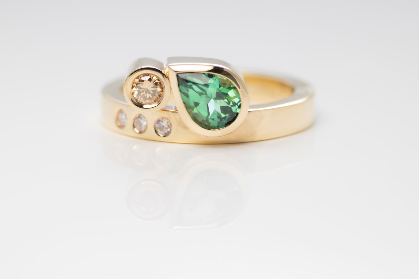 Pear Shaped Green Tourmaline Ring