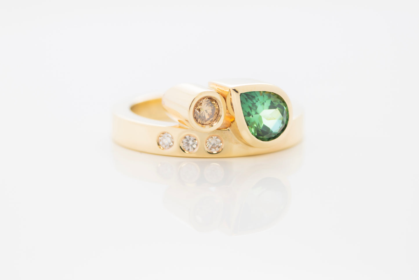 Pear Shaped Green Tourmaline Ring