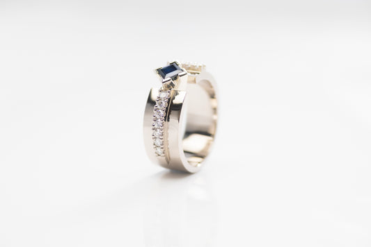 White Gold Sapphire And Diamond Ring