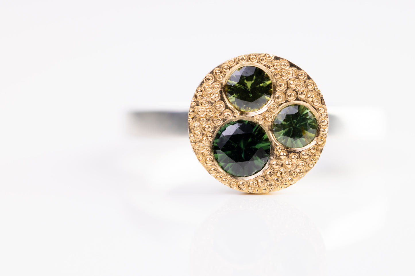 Tri Green Sapphire Ring