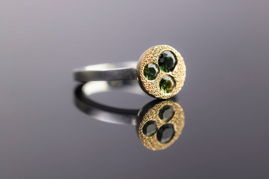 Tri Green Sapphire Ring